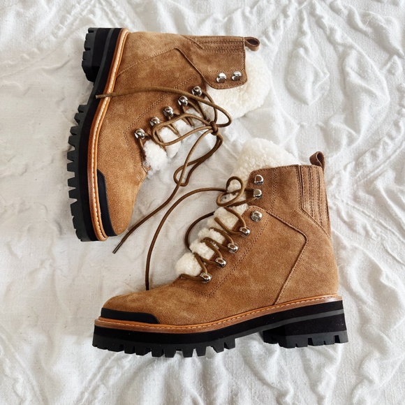 Marc Fisher Izzie Genuine Shearling Lug Sole Boot New - Picture 2 of 11